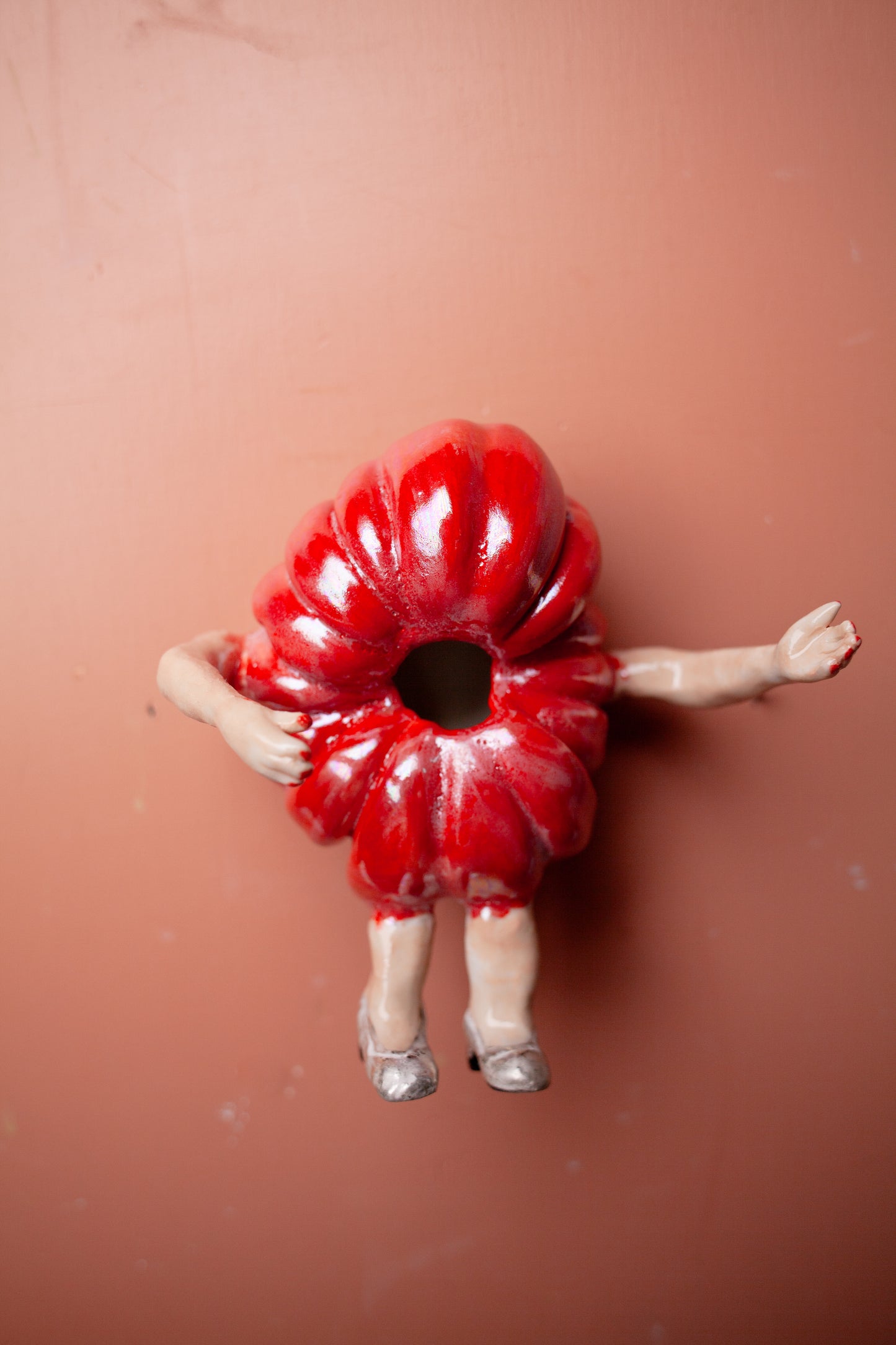 Wall Hanging Ox Heart Tomato With Silver Shoes